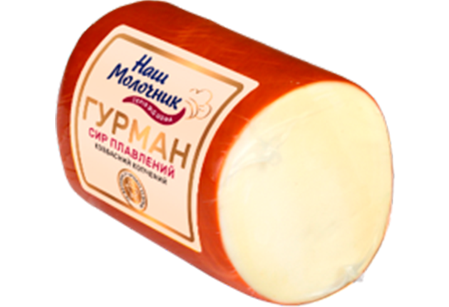 Сыр плавленый колбасный копченный Гурман ТМ Наш Молочник нарезка
