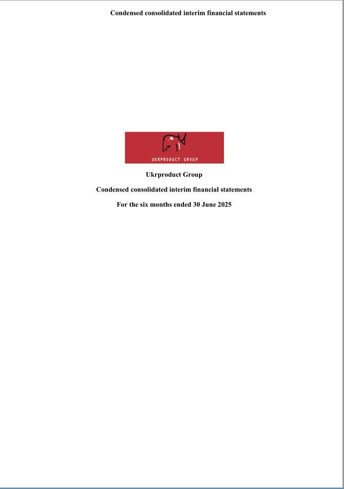 INTERIM RESULTS 2025 UKRPRODUCT GROUP